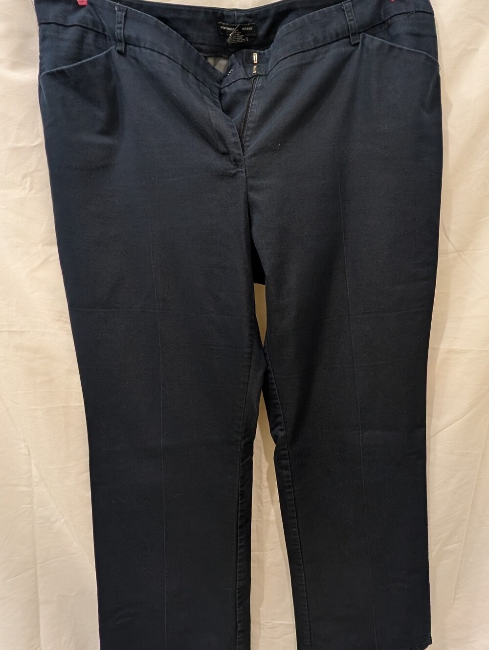 New York & Company Stretch Dress Pants Navy Blue Classic Trouser Slacks 16 Tall